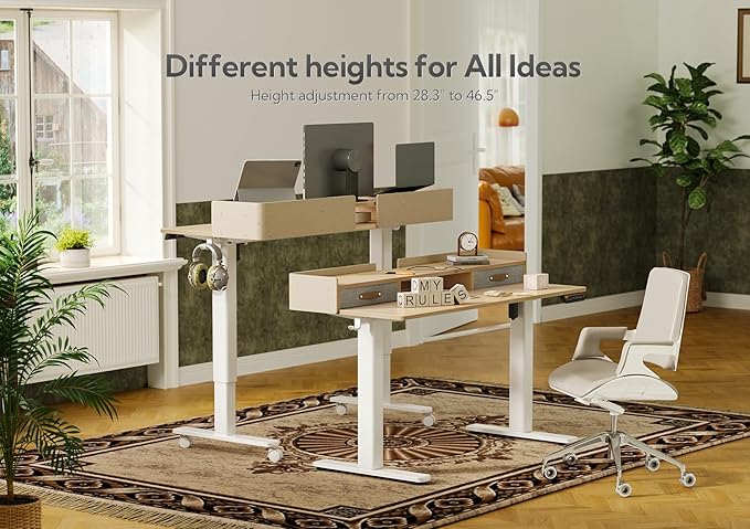 Claiks Standing Desk with Drawers, Adjustable Stand Up Electric Standing Desk - Image 6