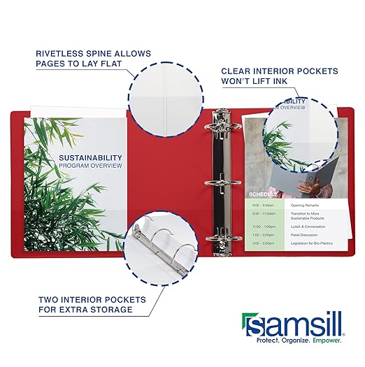 Samsill 1 Inch 3 Ring Binders, Made in USA, Economy Round Ring, 200 Sheet - Image 5
