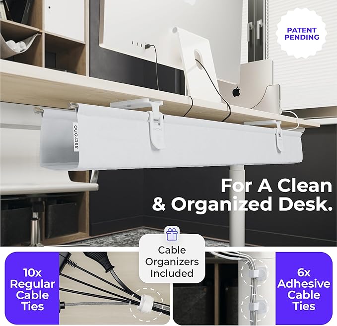 Ascrono Original No Drill Under Desk Cable Management Tray 14.1" - Image 5