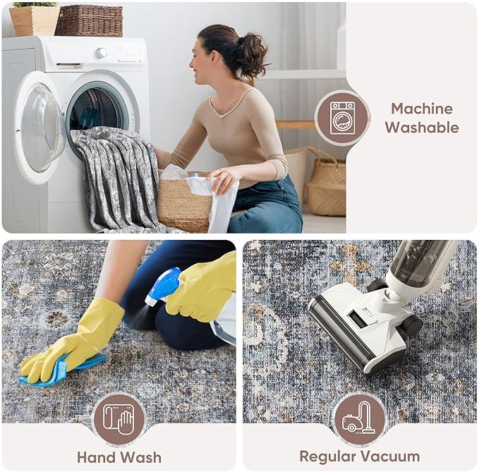 Rugcomf 2x3 Rug Washable Boho Rug Soft Small Area Rug Non-Slip Non-Shedding - Image 3