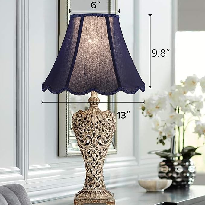 GOSO Medium Blue Scalloped Lamp Shade Set of 2, Replacement Braids - Image 6