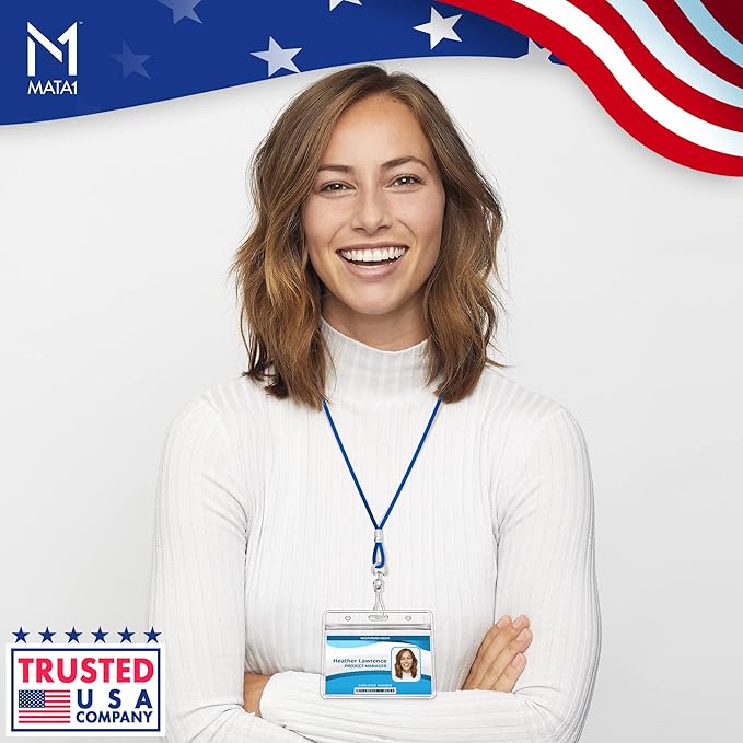 Mata1-USA Plastic Card Holder, Horizontal Badge Holder - Image 6