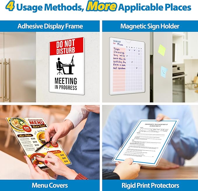 20 Pack Wall Sign Holder 8.5x11 Magnetic Plastic Sign Holder - Image 2