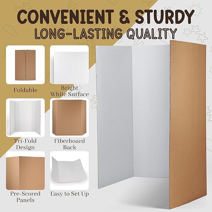 White Tri-Fold Presentation Board 28" X 40" Display Exhibition Board - Image 5
