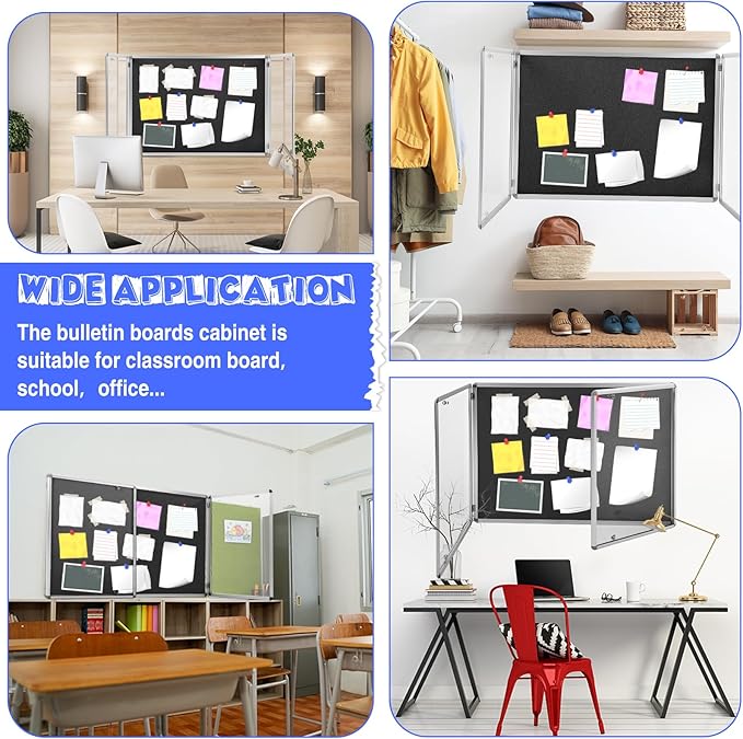 Enclosed Bulletin Board 48" x 36" Weather Resistant Lockable Notice Cork - Image 6