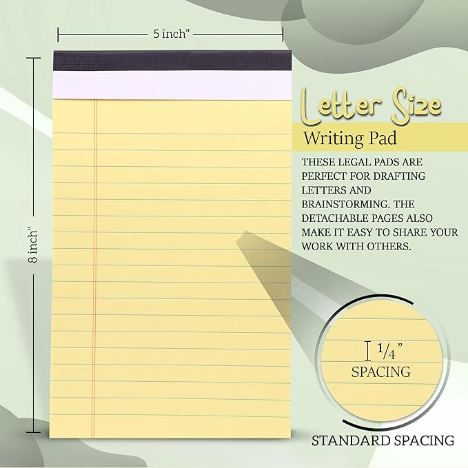 Emraw Jr. Legal pad, legal/wide Ruled Writing Pad. Perforated Edge. 5" X 8" - Image 5