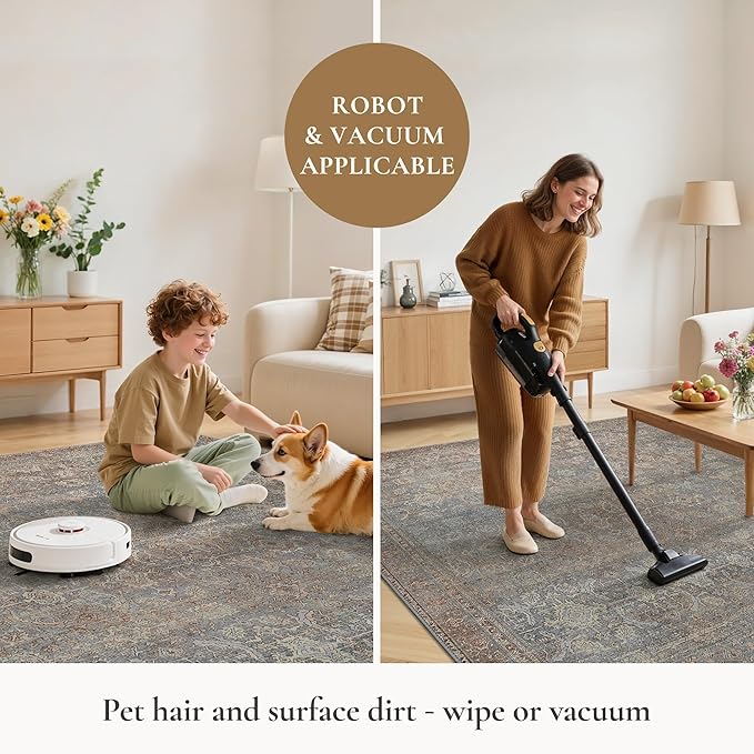GENIMO 6x9 Area Rugs for Living Room, Machine Washable Non Slip Vintage Rugs - Image 7