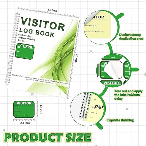 1 Pack Visitor Badges with Carbon Copy Visitor Stickers Letter Size Visitor Log - Image 2