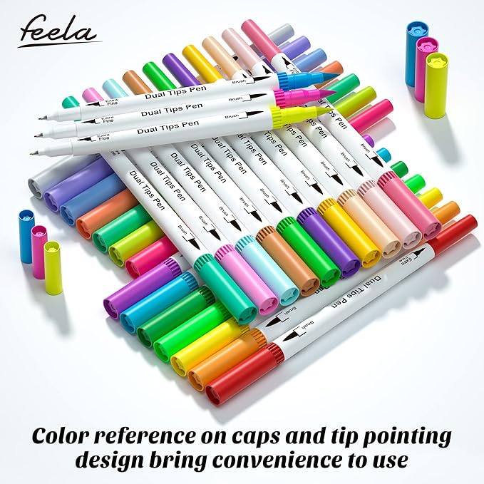 feela 100 Colors Dual Tip Brush Pens - Image 3