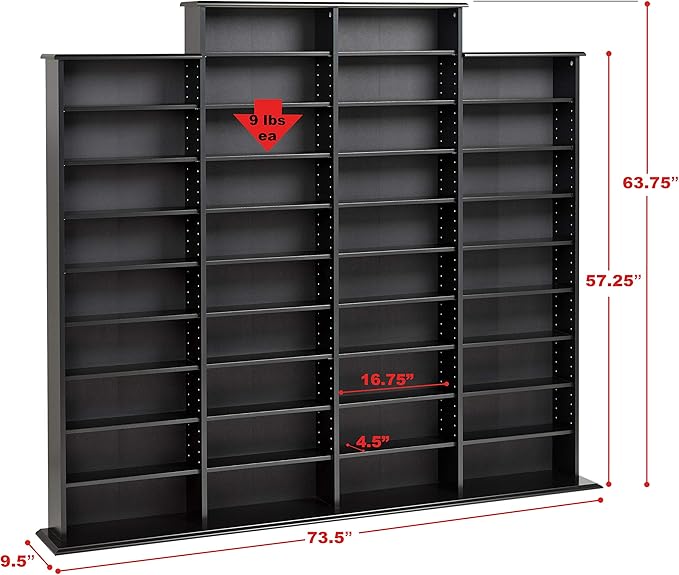 Prepac 4 Column Tall Cabinet Media, Quad Width Wall Storage - Image 3