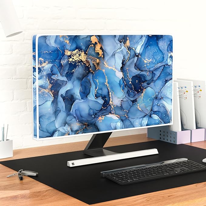 Baocicco Navy Blue Gold Marble Computer Monitor Dust Cover Creative Texture - Image 4