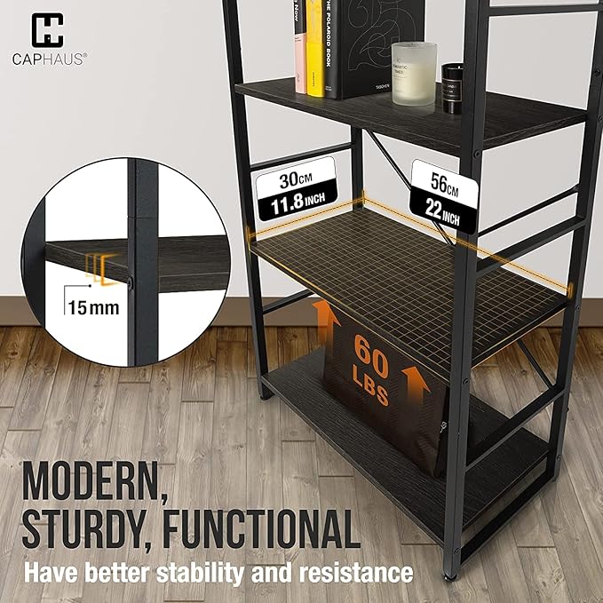 CAPHAUS 6 Tier Bookshelf, 24 Inch Width Free Standing Shelf, Bookcase Shelf - Image 6