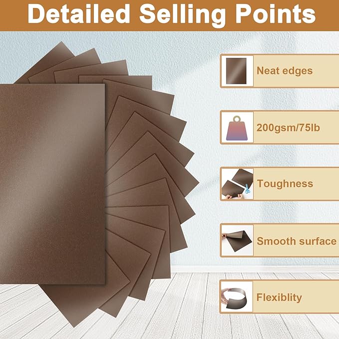 Silunkia 40 Sheets Coffee Shimmer Cardstock 8.5 x 11 Crafts Paper, 75lb Thick - Image 3