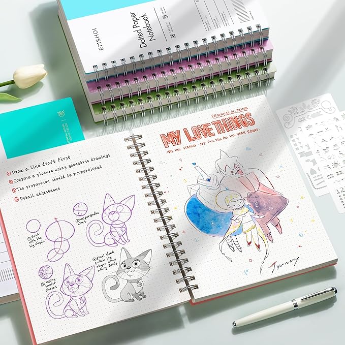 EMSHOI B5 Spiral Dotted Notebook, 7.48"x10.15" Dot Grid Journal, 150 Sheets/300 - Image 6