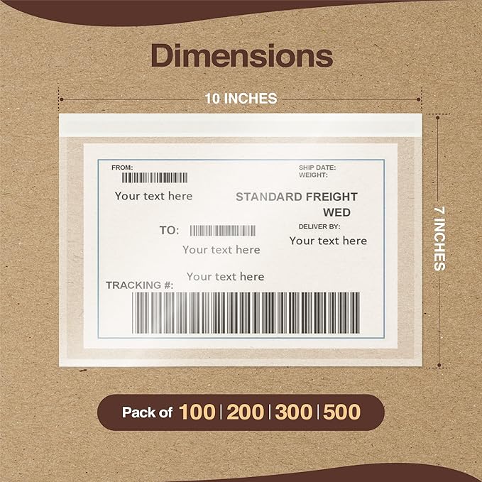7x10 Shipping Label Sleeves 200 Pack- Strong Adhesive Back - Image 2