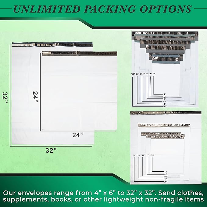 100 Pack of 9 x 12 White Poly Mailers - Image 3