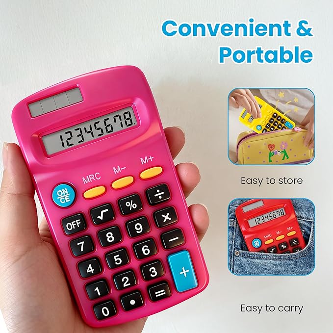 12 Pack Pocket Calculator Bulk: 8 Digit Hand Held Basic Calculator Small Solar - Image 5