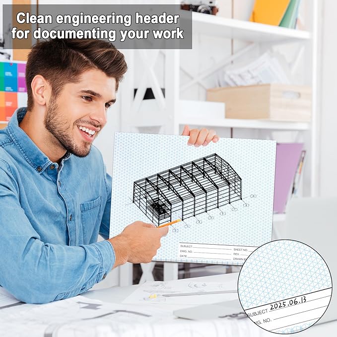 1 Pack 50 Sheets 8.5" x 11" Isometric Graph Paper Pad Landscape - Image 5