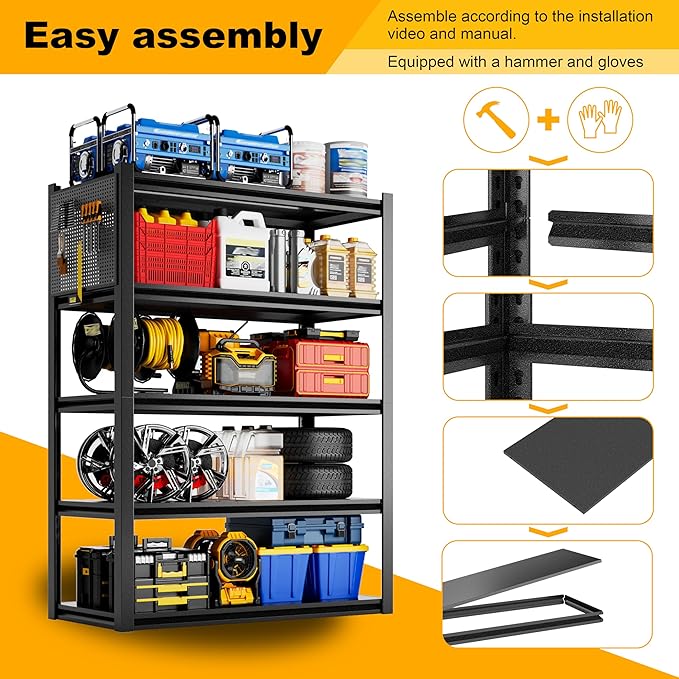 Storage Shelves with Pegboard, 72“*48" Wide 24”Heavy Duty Garage Shelving Units - Image 3