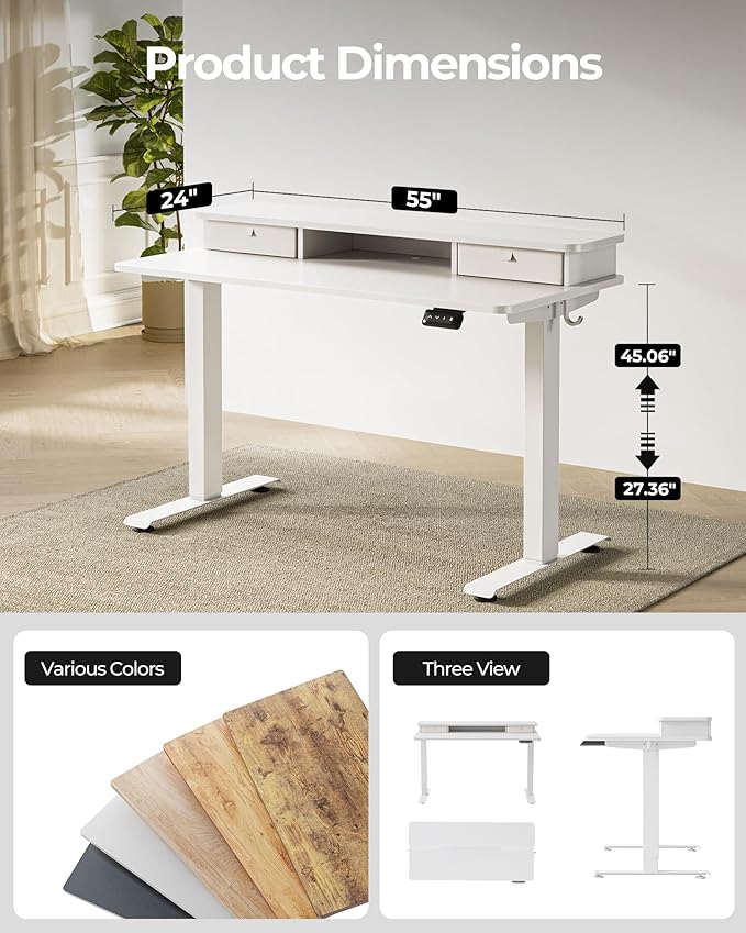FEZIBO 55 x 24 Inch Height Adjustable Electric Standing Desk - Image 4