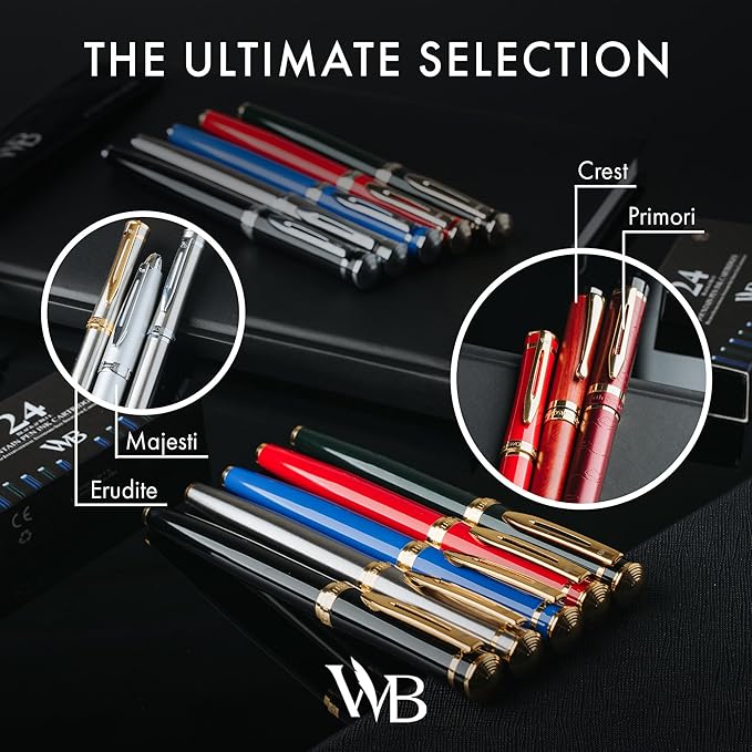 Wordsworth & Black Fountain Pen Set, 18K Gilded Medium Nib, Includes 24 Pack - Image 10