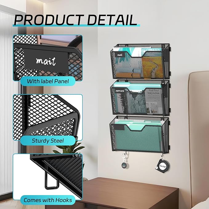 SUPEASY Magnetic File Holder, 6 Pack File Folder Organizer, Wall File Organizer - Image 5
