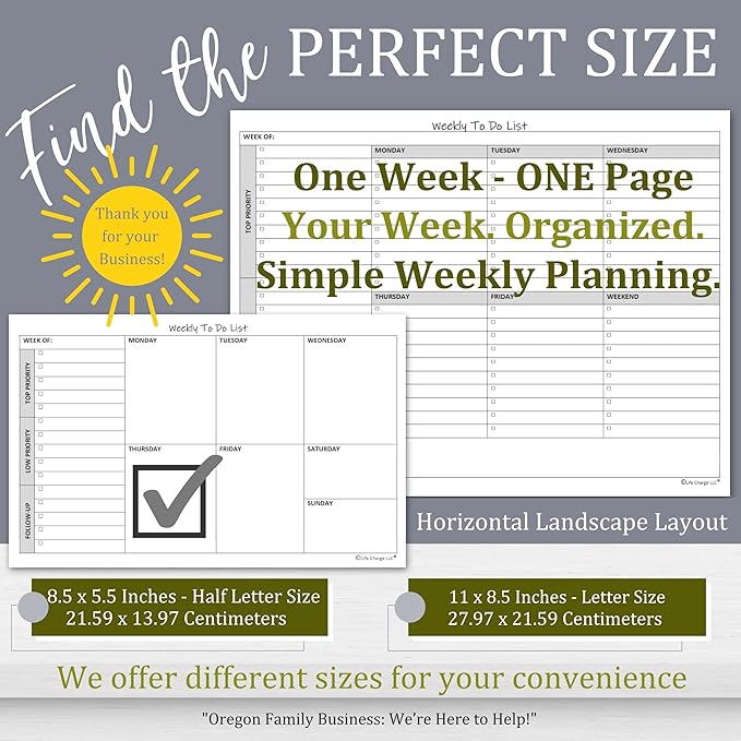 Life Charge Weekly To Do List Planner Notepad, 60 Page Task Planning Pad - Image 2