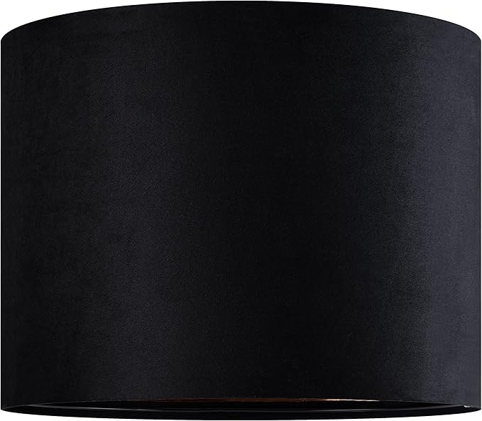 GO&SO Black Velvet Lamp Shades Set of 2 Medium Drum Lampshades -13" Top x 13" - Image 7