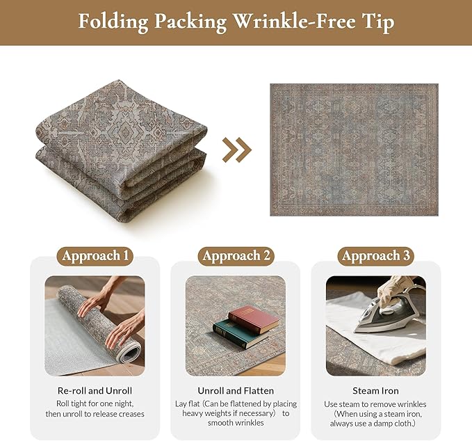 GENIMO 8x10 Area Rugs for Living Room, Machine Washable Non Slip Vintage Rugs - Image 9