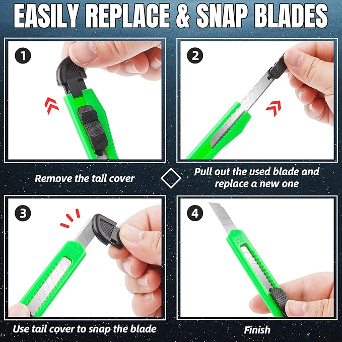 TIFICAL 30 Pack Box Cutter Retractable, Snap-Off 9MM Utility Knife, Auto-Lock - Image 6
