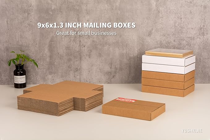 YUSHYIJIE 9x6x1.3 inch Small Shipping Boxes, 25 Pack - Image 8