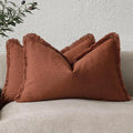 Foindtower Set of 2 Decorative Linen Fringe Throw Pillow Covers Farmhouse by Foindtower