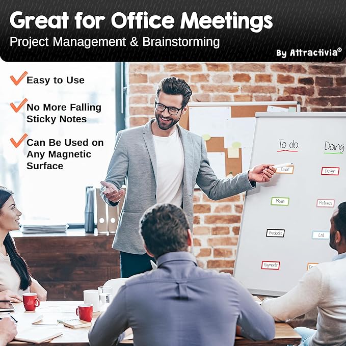 Attractivia Dry Erase Magnetic Labels 2.8 x 1.2 in, Color Borders, Dry Erase - Image 5