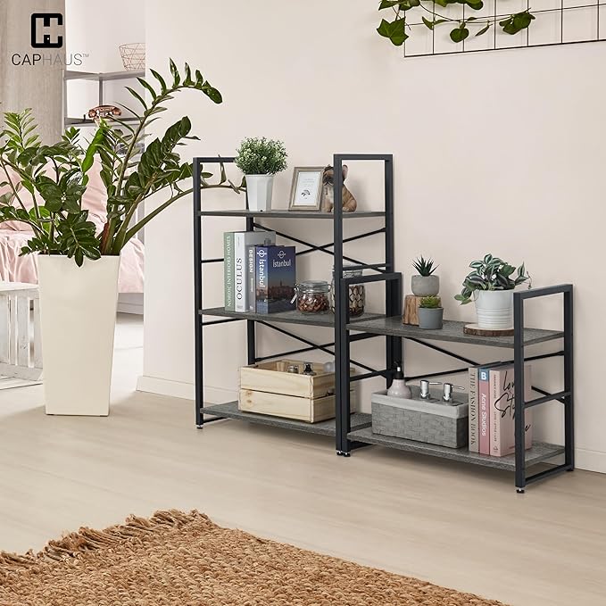 CAPHAUS 2 Tier Small Bookshelf, 24 Inch Width Free Standing Shelf, Bookcase - Image 2