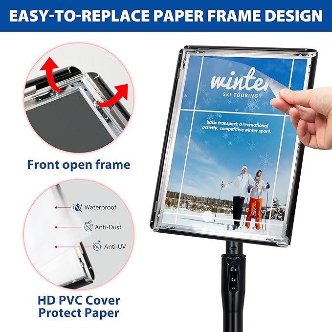 VAIIGO 2Pack 8.5x11 Inch Adjustable Pedestal Poster Sign Stand, Heavy Duty - Image 5