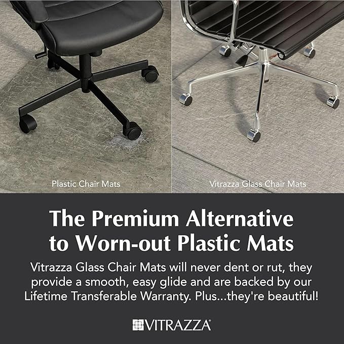 Vitrazza Glass Chair Mat 48” x 48” Superior ¼ Thick, Chiaro Standard Clear - Image 2