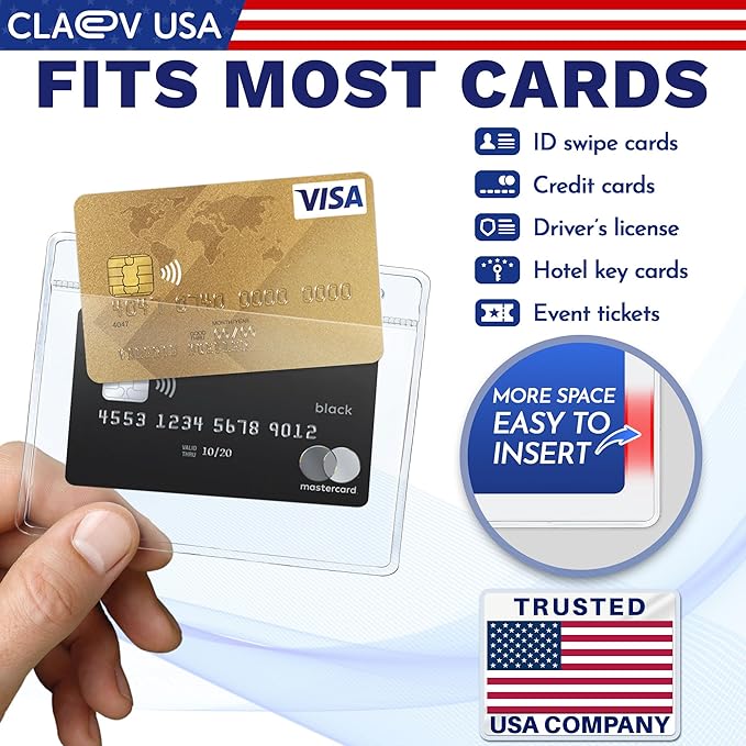 Claev - Horizontal Flexible and Tear Resistant Card Protector - Clear, 4x3 Inch - Image 3
