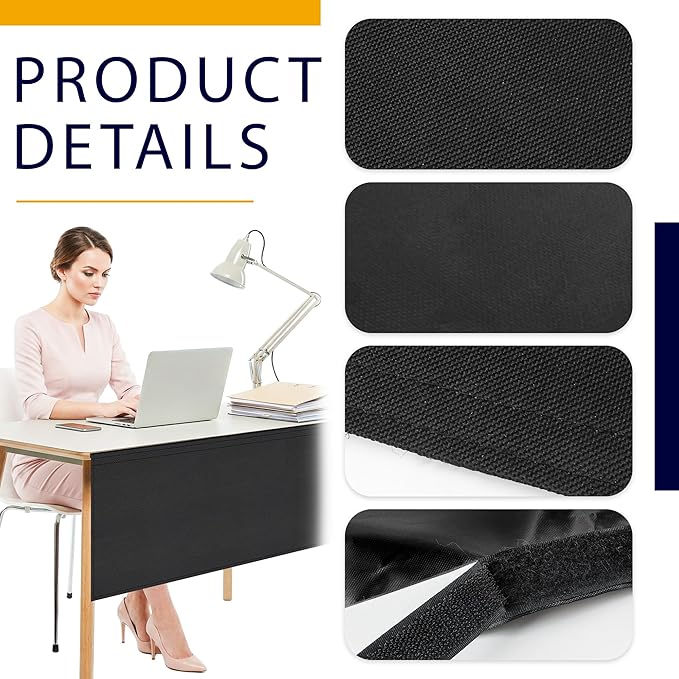 HolyMaji 48" Under Desk Privacy Panel Self-Adhesive Modesty Panel 600D Heavy - Image 5