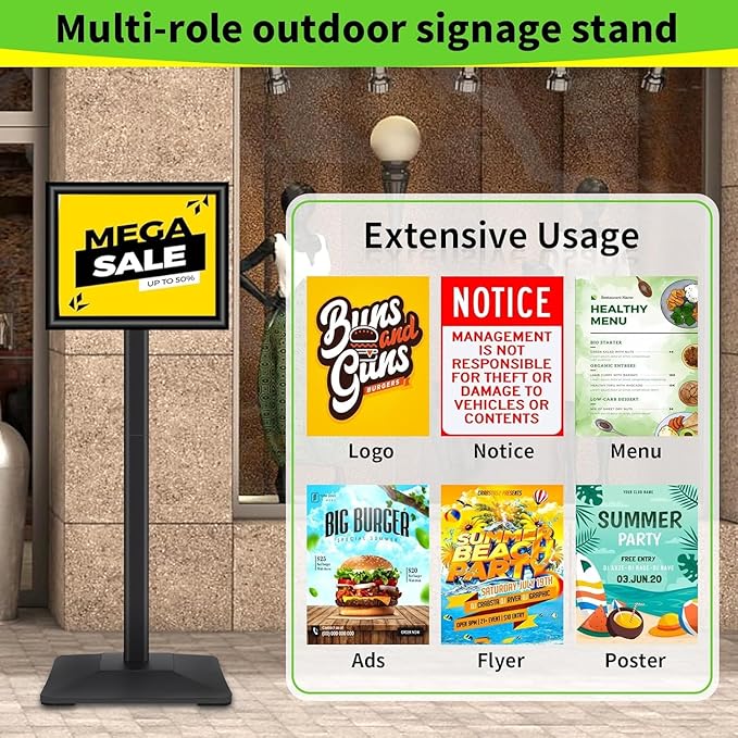 INNOVSIGN 3Packs Heavy Duty Adjustable Pedestal Poster Sign Stand, 8.5x11 - Image 9