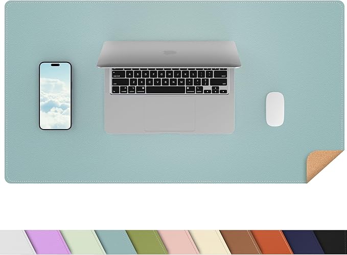 AFIING Dual-Sided Desk Pad, Natural Cork & PU Leather, Desk Mat Protector by AFIING
