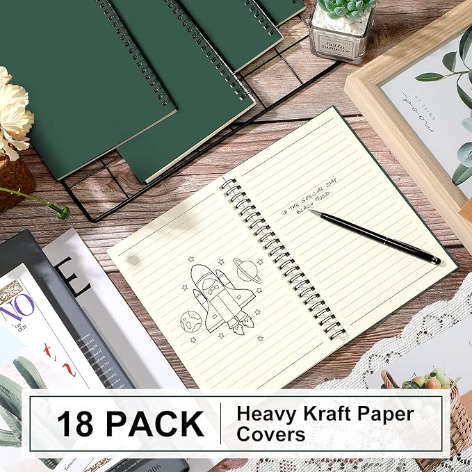 Yahenda 18 Pcs Spiral Notebook Bulk A5 Journal Lined 8.3'' x 5.5'' Writing - Image 2