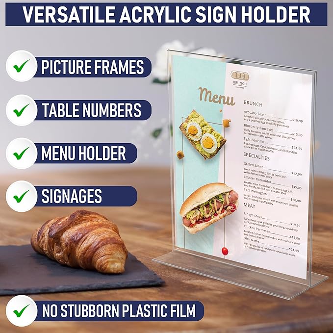 Acrylic Sign Holder 8.5 x 11, T-Shape Double-Sided Acrylic Table Stand - Image 6