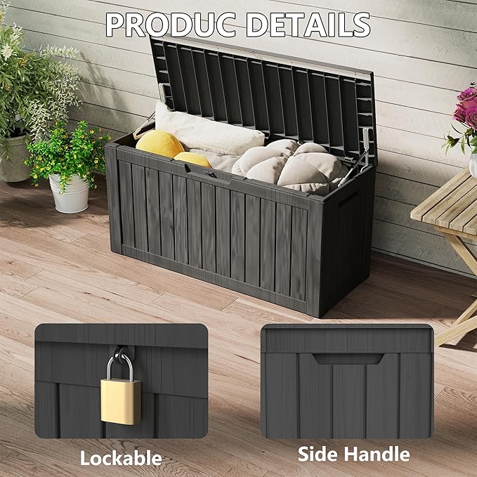 Yardgrace 80 Gallon Outdoor Storage Box Waterproof, Resin Deck Boxes - Image 3