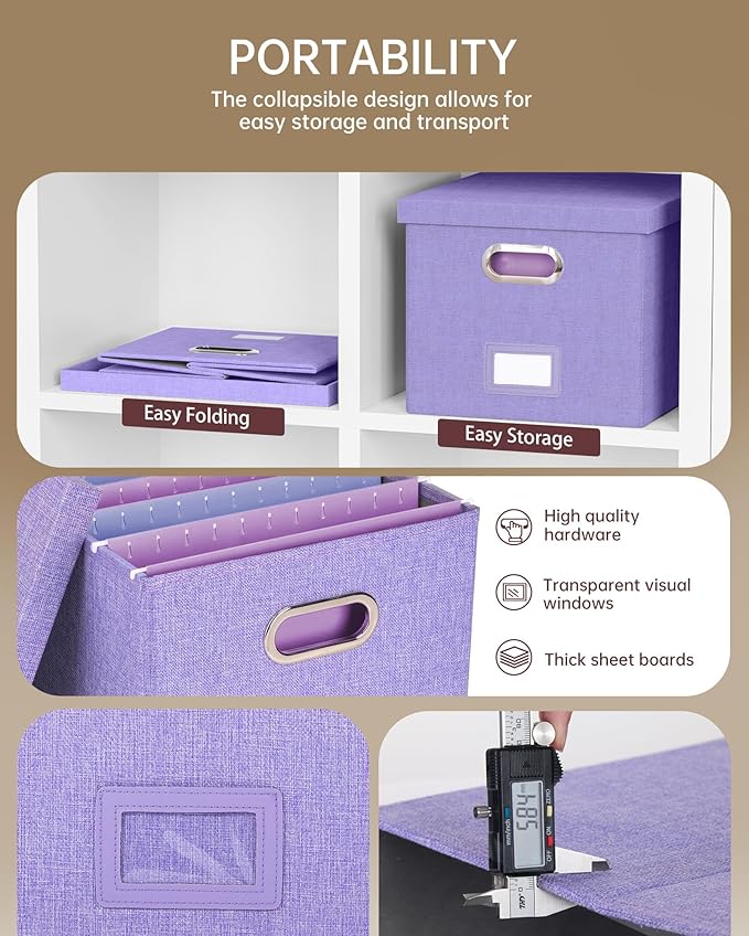 2 Pack File Storage Organizer, Filing Box, Portable File Box - Image 2