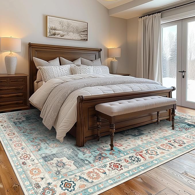GENIMO 9x12 Area Rugs for Living Room, Machine Washable Non Slip Rugs, Low Pile - Image 3