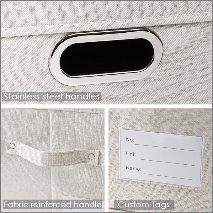 PRANDOM Storage Bins with Lids Linen Fabric Foldable Storage Boxes Organizer - Image 8