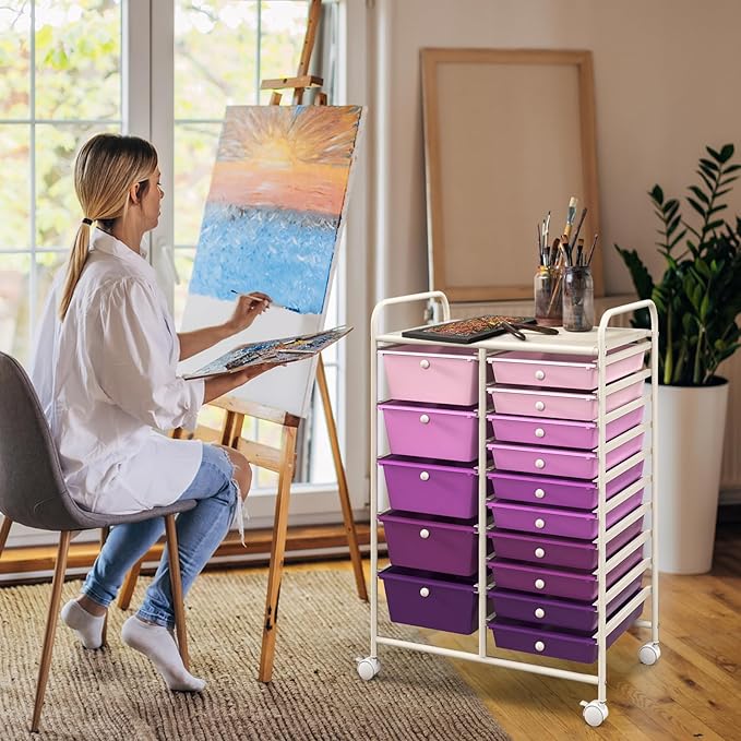 GOFLAME 15-Drawer Rolling Storage Cart, Craft Storage Cart - Image 2