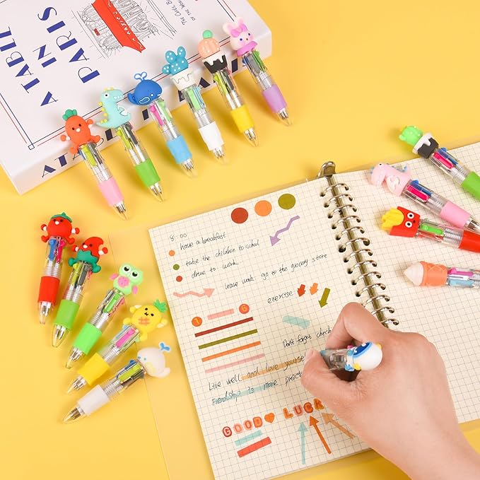 LiYiQ 50 Pcs Multicolor Pen in One Fun 4-in-1 Cute Pens Bulk Kawaii Cool - Image 4