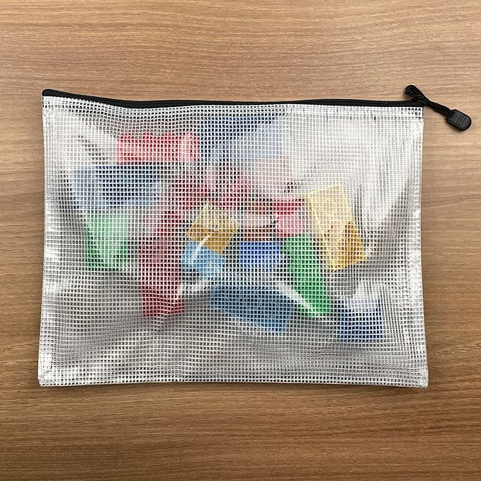Oaimyy-11 x 14"-18 Pcs-Plastic Mesh Zipper Pouch Document Folders Bag Zip File - Image 7