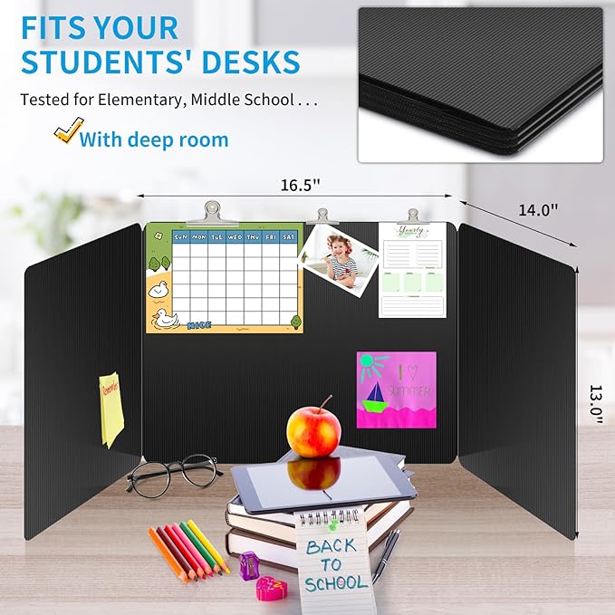 6 Pack Black Desk Dividers for Students, Privacy Shields Folder for Students - Image 4